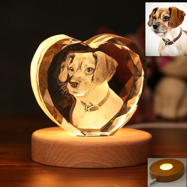 Custom Pet Memorial Crystal, 3D Engraved