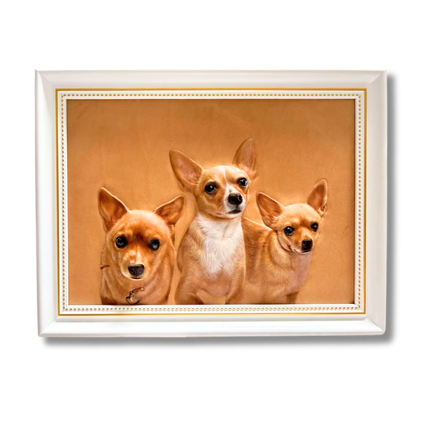 Custom Leather Pet Portrait: Three Pets