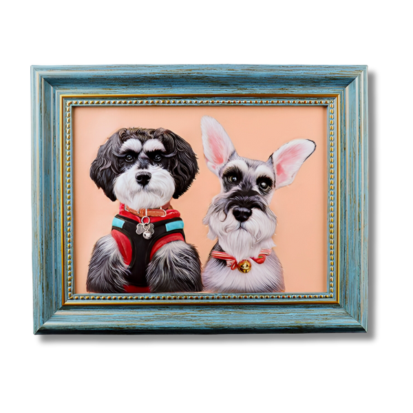 Custom Leather Pet Portrait: Two Pets