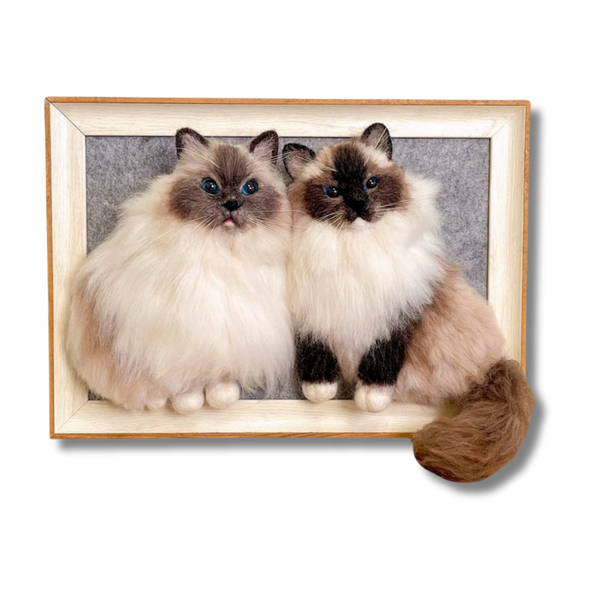 Custom Wool Pet Portrait: Two Pets