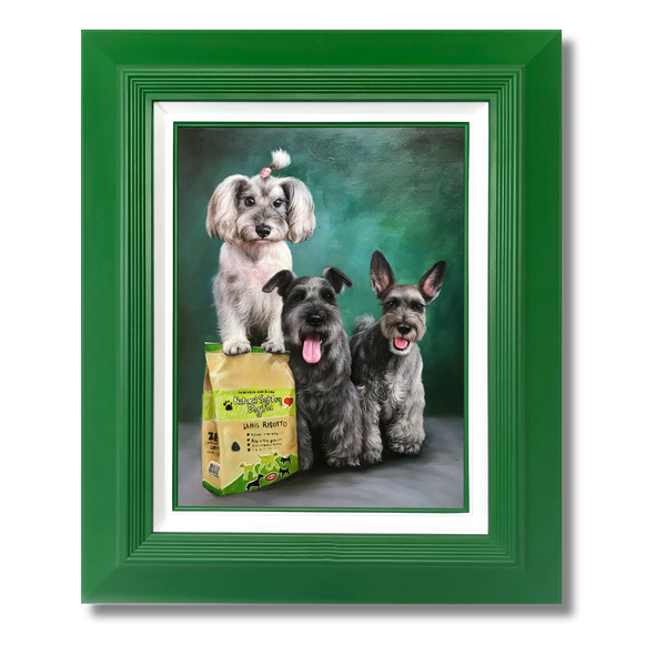 Custom Oil Pet Portrait: Three Pets