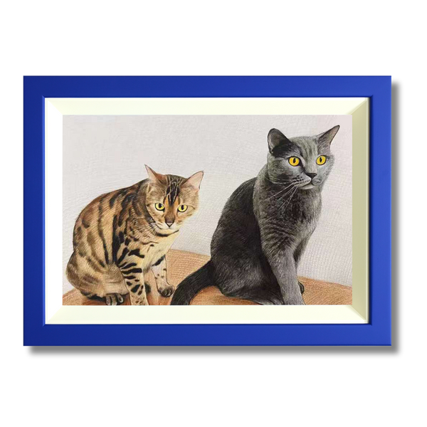 Custom Pencil Pet Portrait: Two Pets